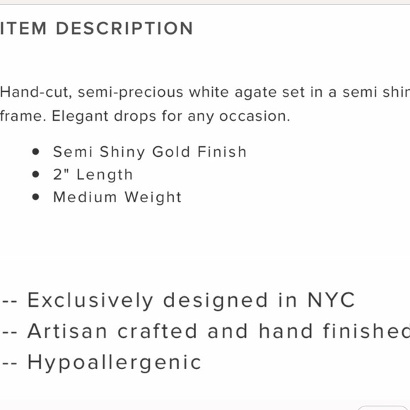 Stella & Dot | Retired White Agate + Gold Amala Dangle Earrings - Picture 3 of 5